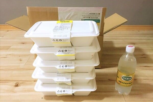 GOFOODの弁当を5個積んだ